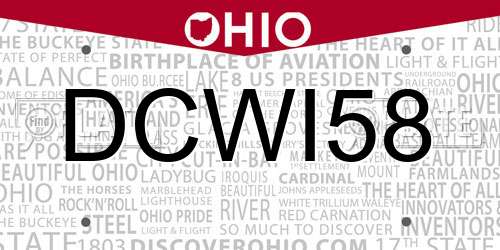 DCWI58 Ohio License Plate