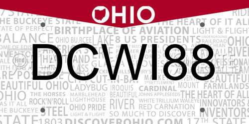 DCWI88 Ohio License Plate