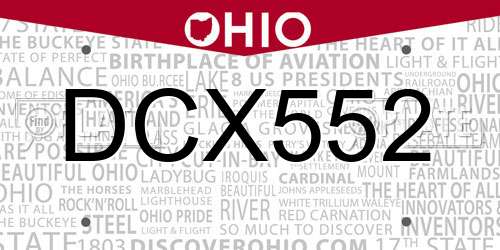 DCX552 Ohio License Plate