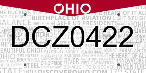 DCZ0422 Ohio License Plate