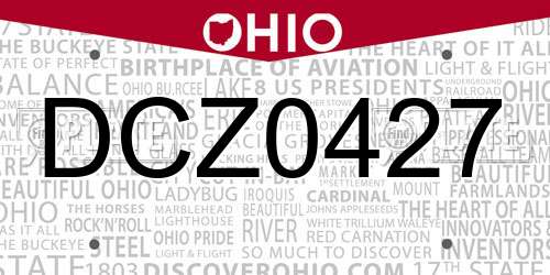 DCZ0427 Ohio License Plate