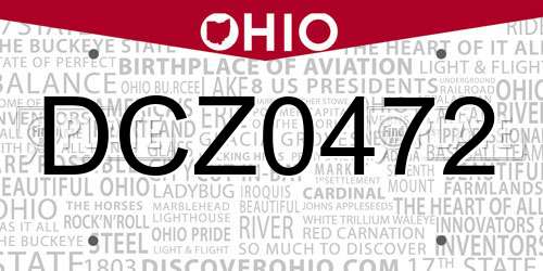 DCZ0472 Ohio License Plate