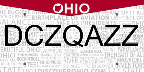 DCZQAZZ Ohio License Plate