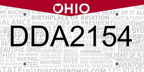 DDA2154 Ohio License Plate