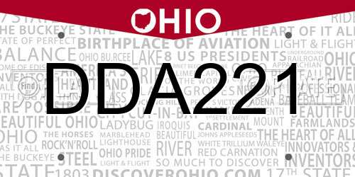 DDA221 Ohio License Plate