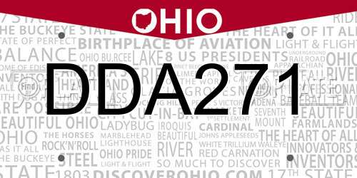 DDA271 Ohio License Plate