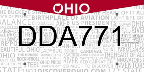 DDA771 Ohio License Plate