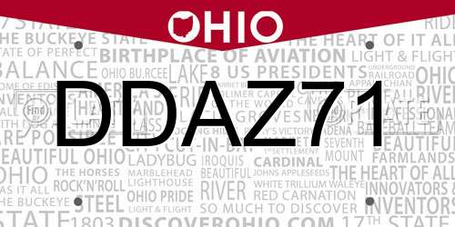 DDAZ71 Ohio License Plate