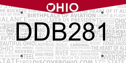 DDB281 Ohio License Plate