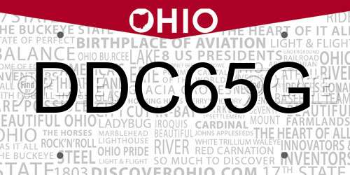 DDC65G Ohio License Plate