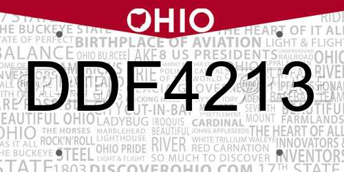 DDF4213 Ohio License Plate