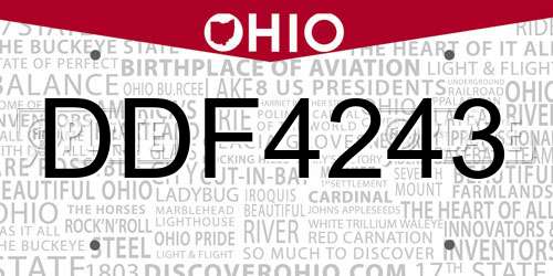 DDF4243 Ohio License Plate