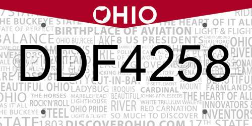 DDF4258 Ohio License Plate