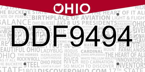 DDF9494 Ohio License Plate