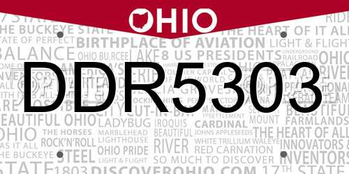 DDR5303 Ohio License Plate