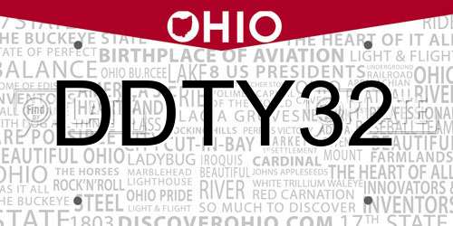 DDTY32 Ohio License Plate