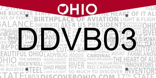 DDVB03 Ohio License Plate