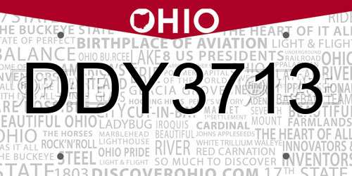 DDY3713 Ohio License Plate
