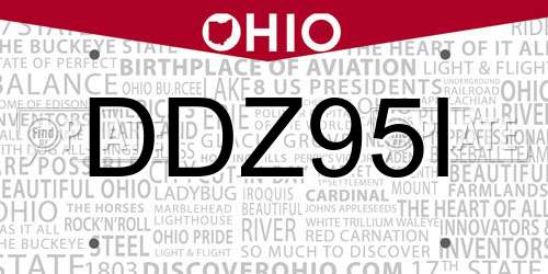 DDZ95I Ohio License Plate