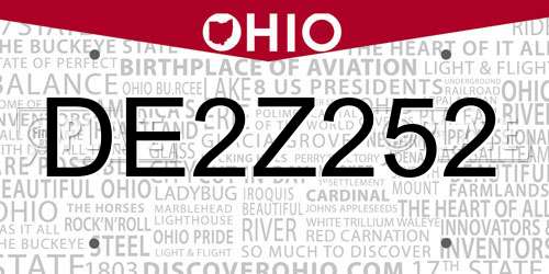 DE2Z252 Ohio License Plate