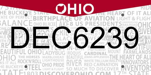 DEC6239 Ohio License Plate