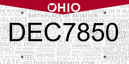 DEC7850 Ohio License Plate