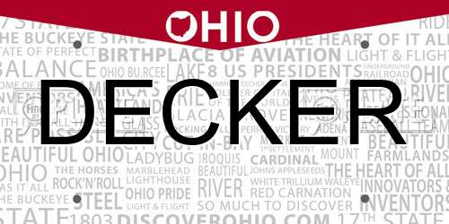 DECKER Ohio License Plate