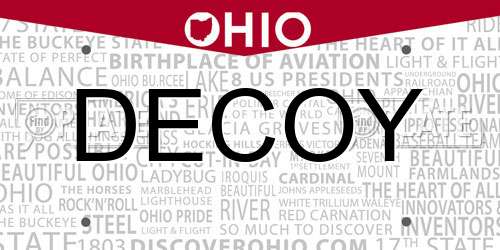 DECOY Ohio License Plate