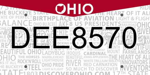 DEE8570 Ohio License Plate