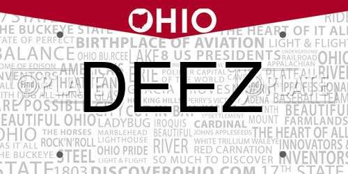 DEEZ Ohio License Plate