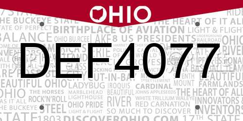 DEF4077 Ohio License Plate