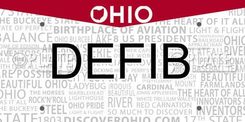 DEFIB Ohio License Plate