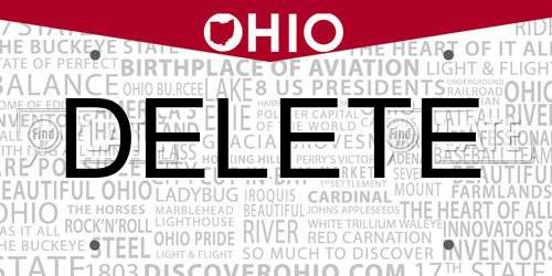 DELETE Ohio License Plate