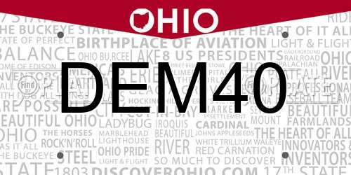 DEM40 Ohio License Plate