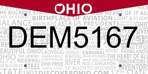 DEM5167 Ohio License Plate