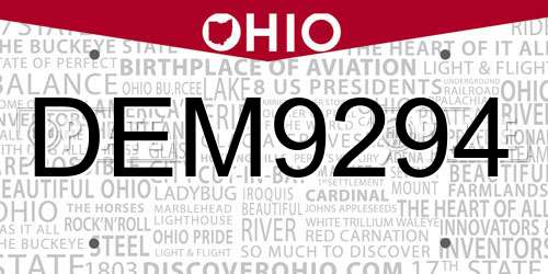 DEM9294 Ohio License Plate
