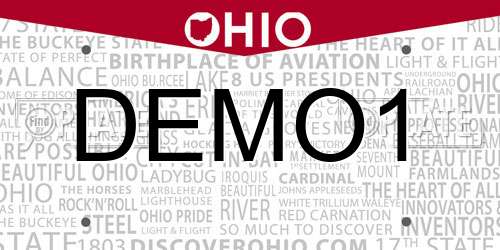 DEMO1 Ohio License Plate