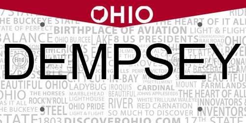 DEMPSEY Ohio License Plate
