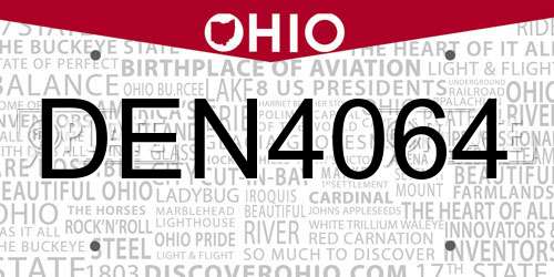 DEN4064 Ohio License Plate