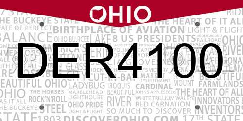 DER4100 Ohio License Plate