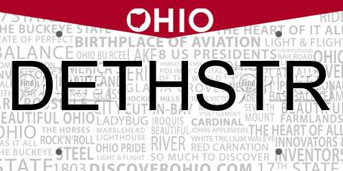 DETHSTR Ohio License Plate
