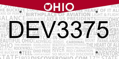 DEV3375 Ohio License Plate