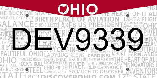 DEV9339 Ohio License Plate