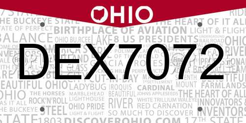 DEX7072 Ohio License Plate