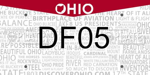 DF05 Ohio License Plate