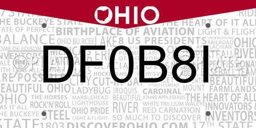 DF0B8I Ohio License Plate