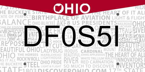 DF0S5I Ohio License Plate