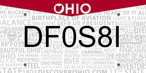 DF0S8I Ohio License Plate