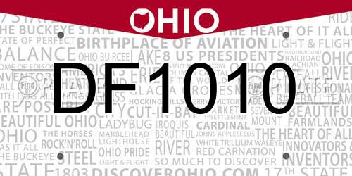 DF1010 Ohio License Plate