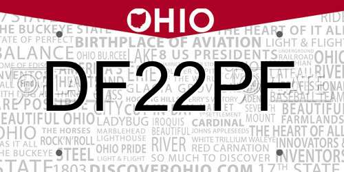 DF22PF Ohio License Plate